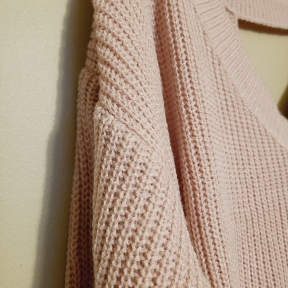 Shein Curve | Women's Baby Pink Wrap Cross Back Drop Shoulder Sweater (Size 0X) - Picture 3 of 12